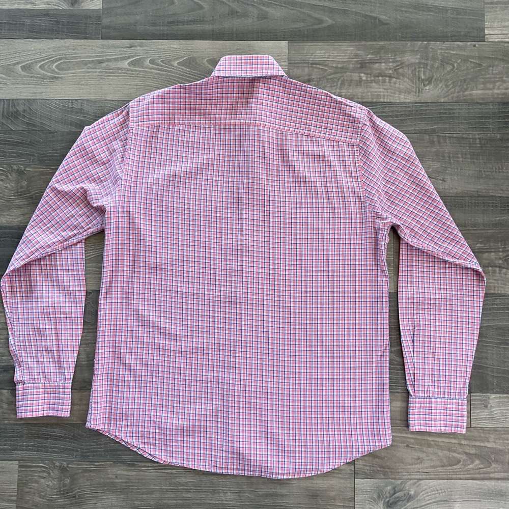 Faherty Button Down Shirt Men’s MEDIUM Pink Blue Plaid Long Sleeve 100% Cotton - Picture 7 of 8